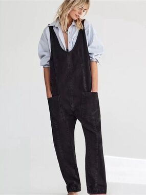 Free People We the Free High Roller Denim Jumpsuit Size xs